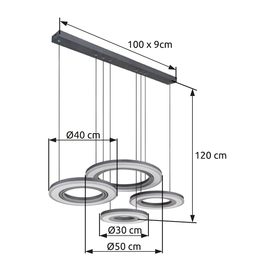 Globo - LED Stmívatelný lustr na lanku LED/80W/230V 2700-6000K černá + dálkové ovládání
