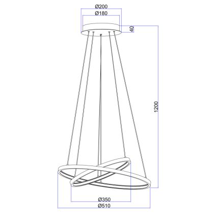 Globo - LED Stmívatelný lustr na lanku 2xLED/21W/230V