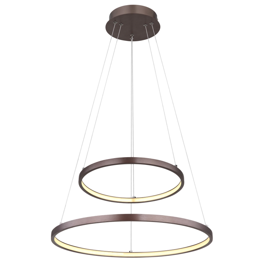 Globo - LED Stmívatelný lustr na lanku 2xLED/21W/230V hnědá