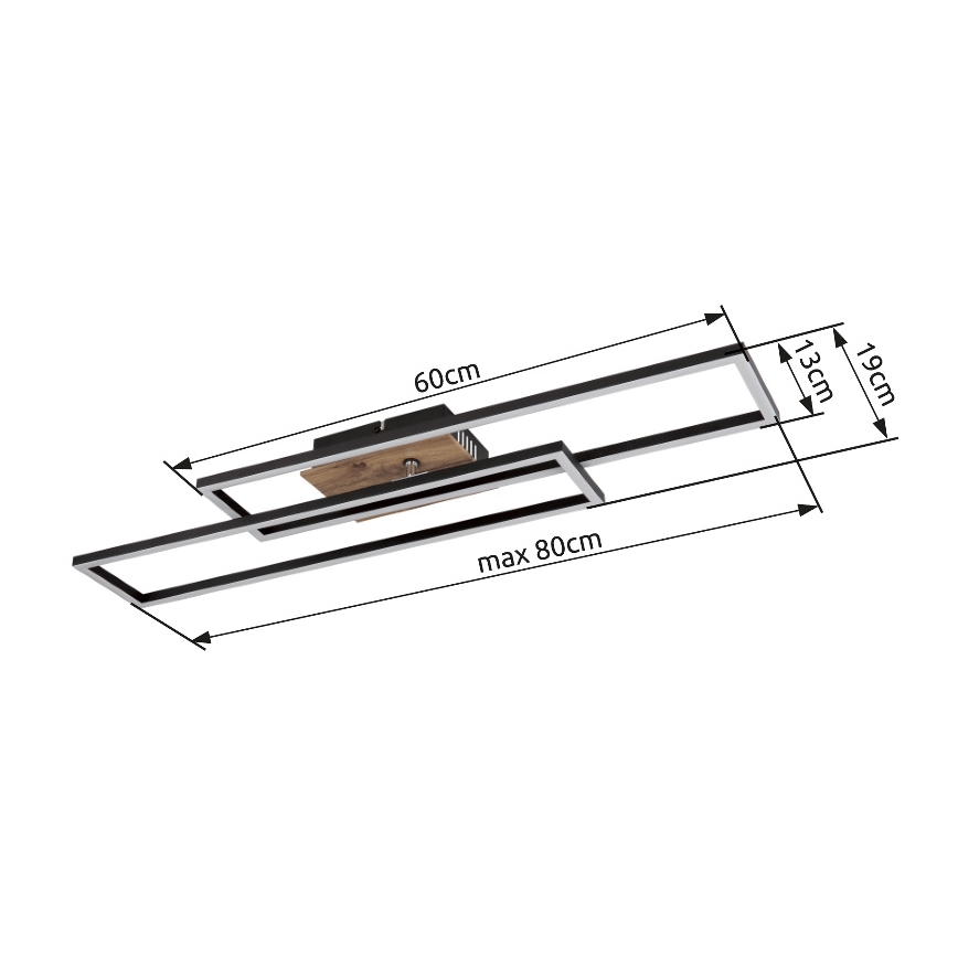 Globo - LED Stropní svítidlo LED/30W/230V 3000K 60x80 cm černá
