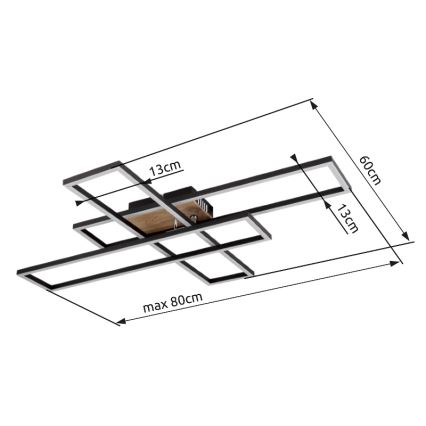 Globo - LED Stropní svítidlo LED/40W/230V 3000K 60x80 cm černá