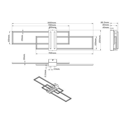 Globo - LED Stropní svítidlo LED/40W/230V 3000K 25x100 cm černá