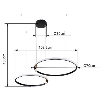 Globo - LED Stmívatelný lustr na lanku LED/55W/230V 2700-6000K černá + dálkové ovládání