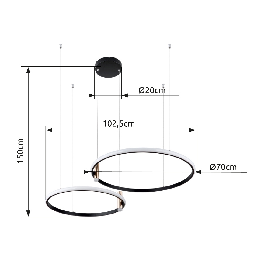 Globo - LED Stmívatelný lustr na lanku LED/55W/230V 2700-6000K černá + dálkové ovládání