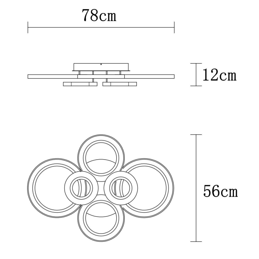 Globo - LED Stmívatelné stropní svítidlo LED/60W/230V 2700-6000K 56x78 cm antracit + dálkové ovládání