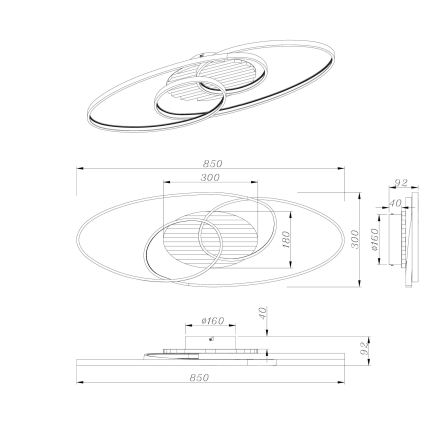 Globo - LED Stropní svítidlo LED/40W/230V 3000K 85x30 cm