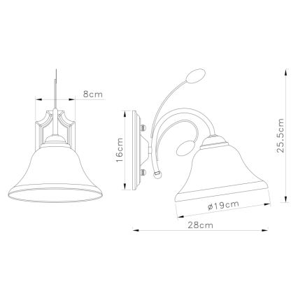 Globo 69007-1W - Nástěnné svítidlo POSADAS 1xE27/60W/230V