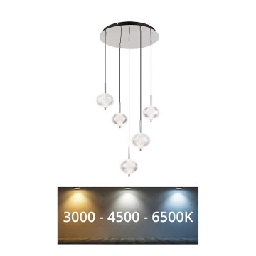 Globo - LED Lustr na lanku 5xLED/6,6W/230V 3000/4500/6500K