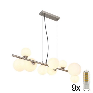 Globo - LED Lustr na lanku 9xG9/3W/230V matný chrom