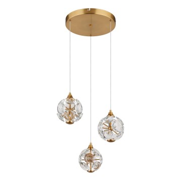 Globo - LED Lustr na lanku LED/24W/230V 3000K zlatá