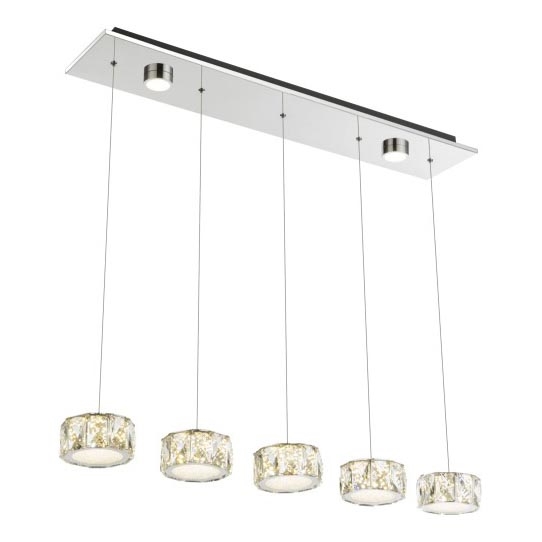 Globo - LED Lustr na lanku LED/52W/230V 4000K lesklý chrom/čirá