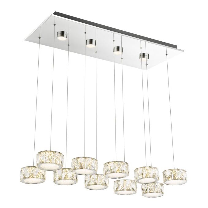 Globo - LED Lustr na lanku LED/92W/230V 4000K lesklý chrom/čirá