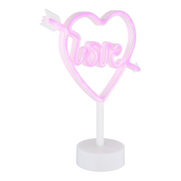 Globo - LED Neonová stolní dekorace LED/2W/3xAA srdce