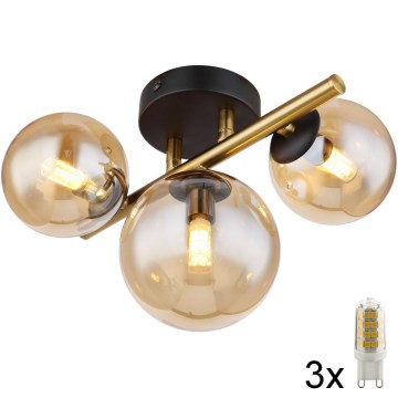 Globo - LED Přisazený lustr RIHA 3xG9/3,5W/230V mosaz