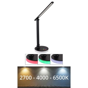 Globo - LED RGBW Stmívatelná dotyková stolní lampa LED/5W/230V + LED/2W 2700K/4000K/6500K černá