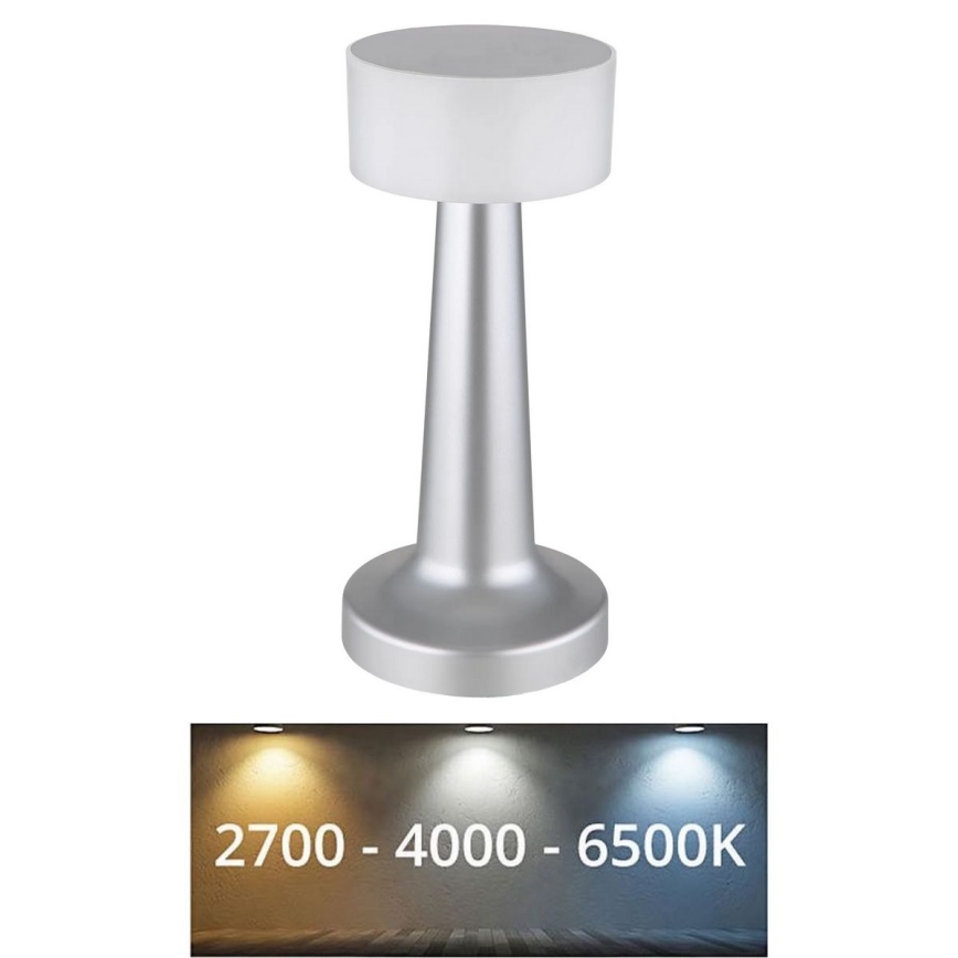 Globo - LED Stmívatelná dotyková stolní lampa LED/1W/3,7V 2700K/4000K/6500K 800 mAh USB matný chrom