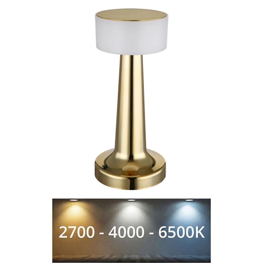 Globo - LED Stmívatelná dotyková stolní lampa LED/1W/3,7V 2700K/4000K/6500K 800 mAh USB zlatá