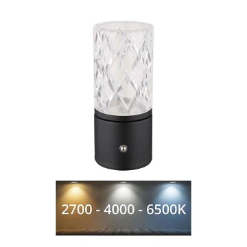 Globo - LED Stmívatelná dotyková stolní lampa LED/2,5W/3,7V 2700K/4000K/6500K 1800 mAh USB černá