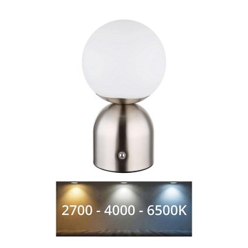 Globo - LED Stmívatelná dotyková stolní lampa LED/2,5W/3,7V 2700K/4000K/6500K 1800 mAh USB matný chrom