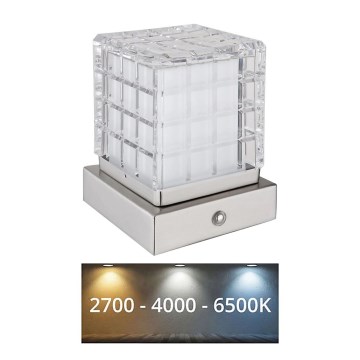 Globo - LED Stmívatelná dotyková stolní lampa LED/2,5W/3,7V 2700K/4000K/6500K 1800 mAh USB matný chrom