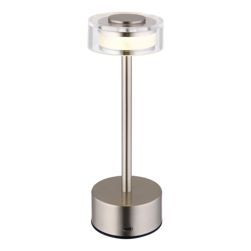 Globo - LED Stmívatelná nabíjecí dotyková stolní lampa LED/2,5W/3,7V 2700/4000/6500K 1800mAh matný chrom