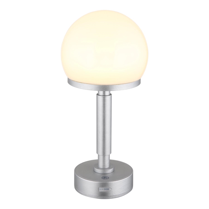 Globo - LED Stmívatelná nabíjecí dotyková stolní lampa LED/2,5W/5V 1800mAh 2800K stříbrná
