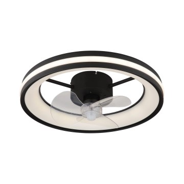 Globo - LED Stmívatelné stropní svítidlo s ventilátorem LED/30W/230V 2700-6500K černá + dálkové ovládání