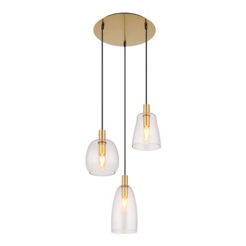 Globo - Lustr na lanku 3xE14/40W/230V pr. 43 cm mosaz