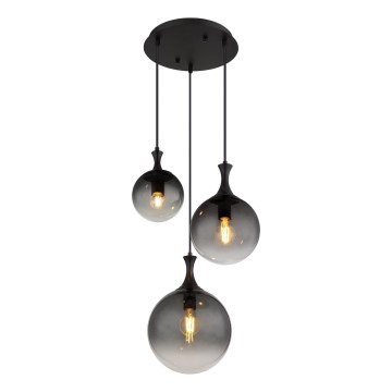Globo - Lustr na lanku 3xE27/10W/230V pr. 48 cm černá