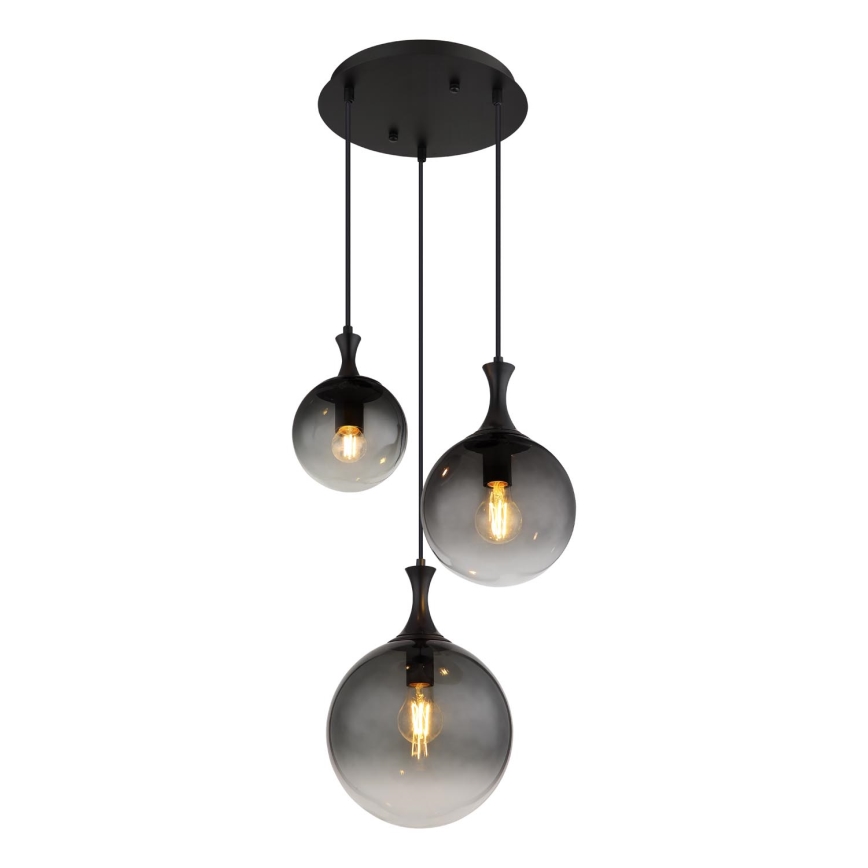 Globo - Lustr na lanku 3xE27/10W/230V pr. 48 cm černá