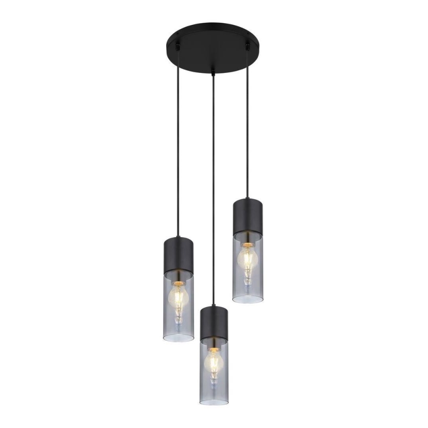 Globo - Lustr na lanku 3xE27/25W/230V pr. 30 cm černá