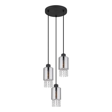 Globo - Lustr na lanku 3xE27/40W/230V pr. 25 cm černá