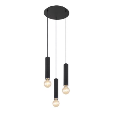 Globo - Lustr na lanku 3xE27/60W/230V černé dřevo