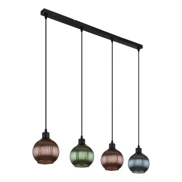 Globo - Lustr na lanku 4xE27/25W/230V měď/zelená/modrá