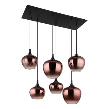 Globo - Lustr na lanku 6xE27/40W/230V hnědá/kouřová