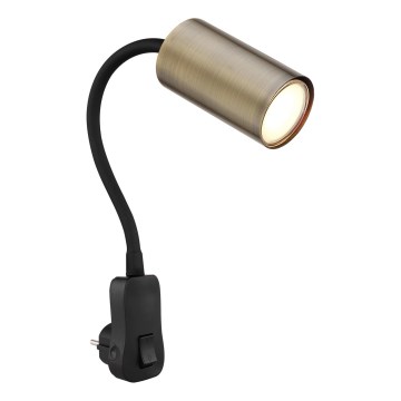 Globo - Nástěnné bodové svítidlo do zásuvky 1xGU10/25W/230V černá/mosaz