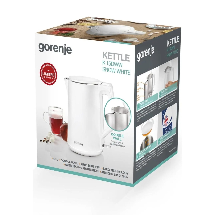 GORENJE K15DWW - Rychlovarná konvice 1,5 l 2200W/230V bílá