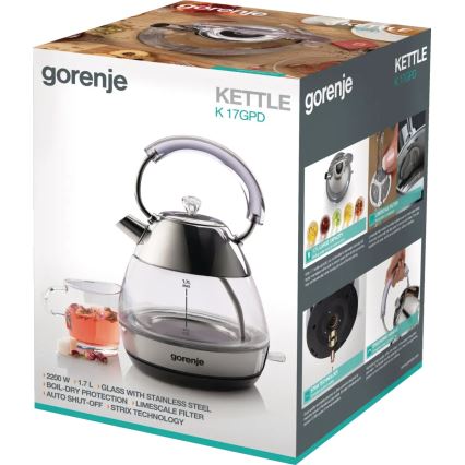 GORENJE K17GPD - Rychlovarná konvice 1,7 l 2200W/230V čirá/nerez