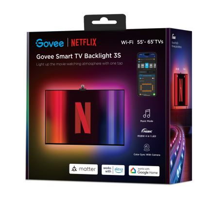 Govee - Backlight 3S Netflix TV 55-65 SMART LED podsvícení RGBICW Wi-Fi + dálkové ovládání