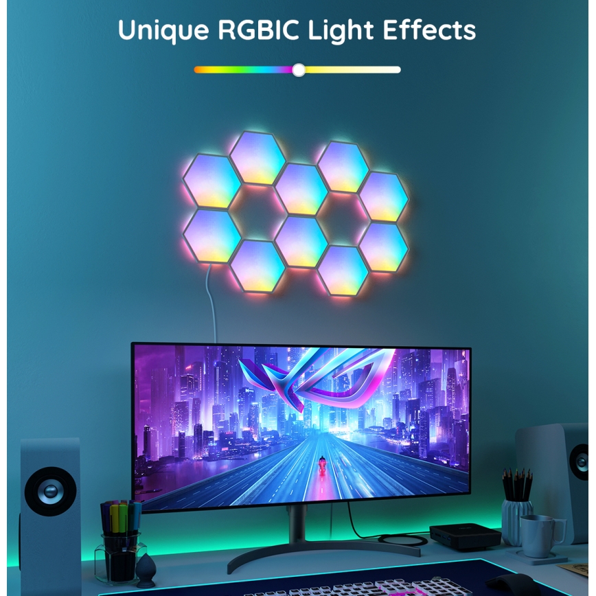 Govee - SADA 10x LED RGB Stmívatelný panel LED/36W/230V Wi-Fi