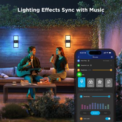 Govee - LED RGBIC Stmívatelné venkovní nástěnné svítidlo se senzorem LED/230V IP65 2700-6500K Wi-Fi