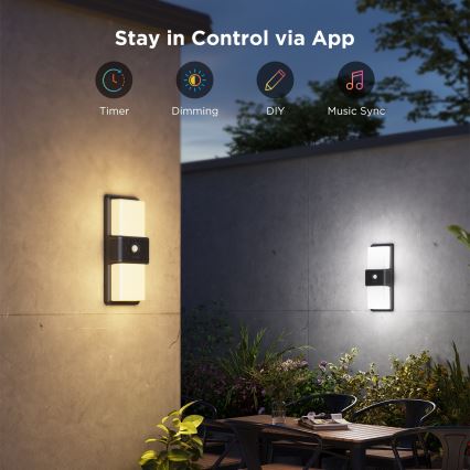 Govee - LED RGBIC Stmívatelné venkovní nástěnné svítidlo se senzorem LED/230V IP65 2700-6500K Wi-Fi