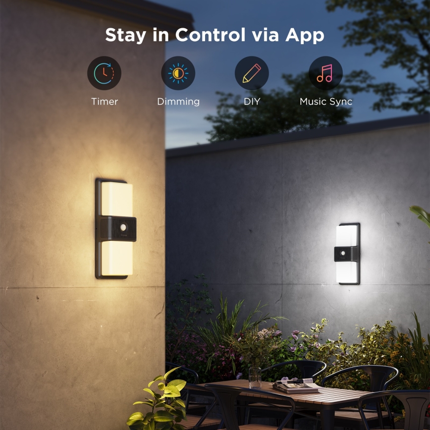 Govee - LED RGBIC Stmívatelné venkovní nástěnné svítidlo se senzorem LED/230V IP65 2700-6500K Wi-Fi