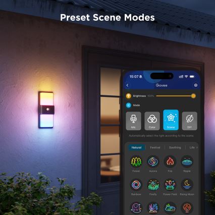 Govee - LED RGBIC Stmívatelné venkovní nástěnné svítidlo se senzorem LED/230V IP65 2700-6500K Wi-Fi