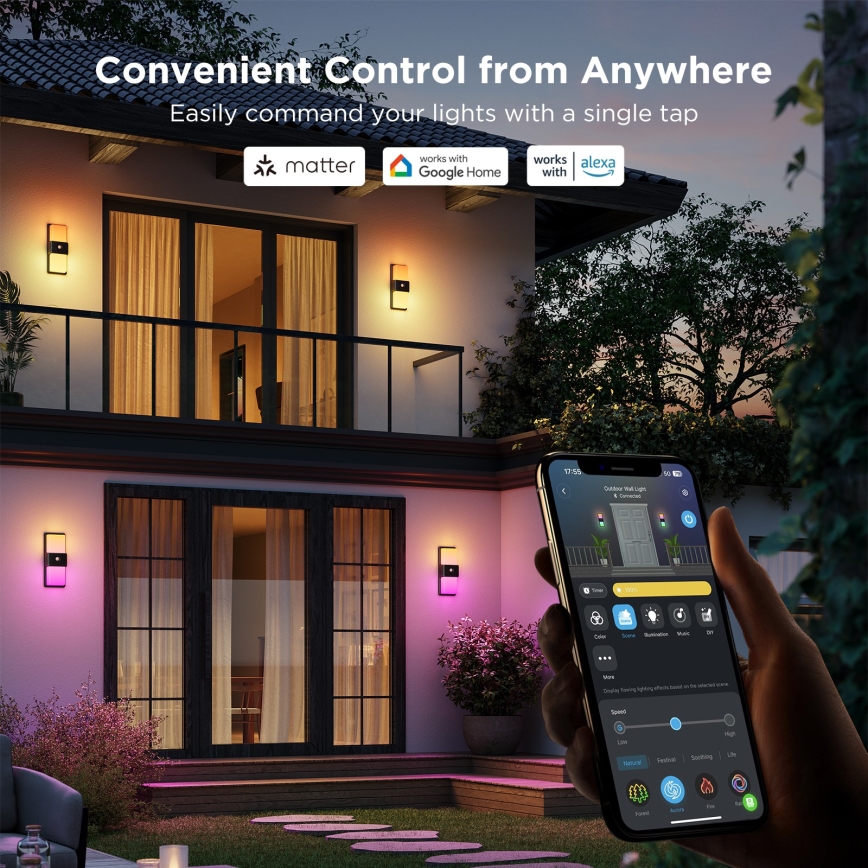 Govee - LED RGBIC Stmívatelné venkovní nástěnné svítidlo se senzorem LED/230V IP65 2700-6500K Wi-Fi