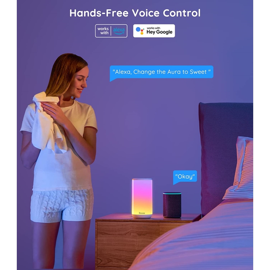 Govee - LED RGBIC Stmívatelná stolní lampa AURA 2 2200-6500K Wi-Fi Matter