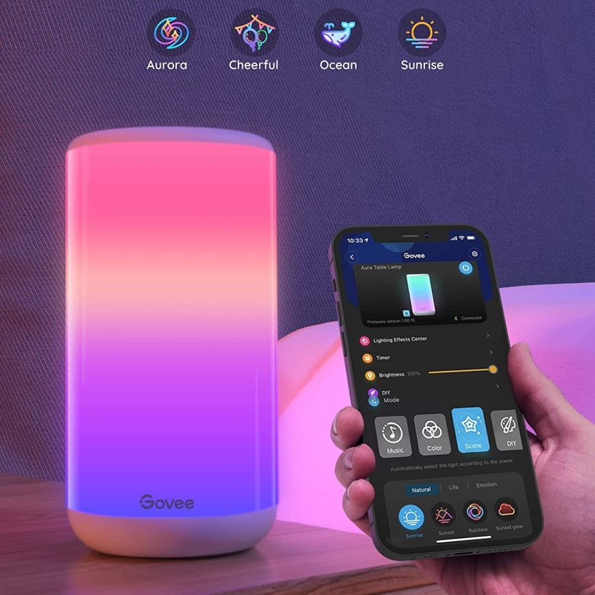 Govee - LED RGBIC Stmívatelná stolní lampa AURA 2 2200-6500K Wi-Fi Matter