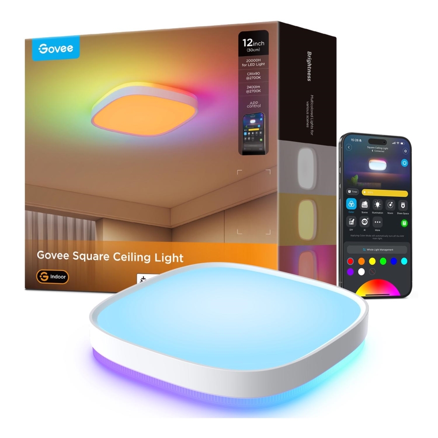 Govee - LED RGBIC Stmívatelné stropní svítidlo LED/24W/230V 2700-6500K Wi-Fi