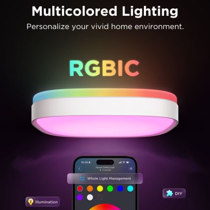 Govee - LED RGBIC Stmívatelné stropní svítidlo LED/24W/230V 2700-6500K Wi-Fi
