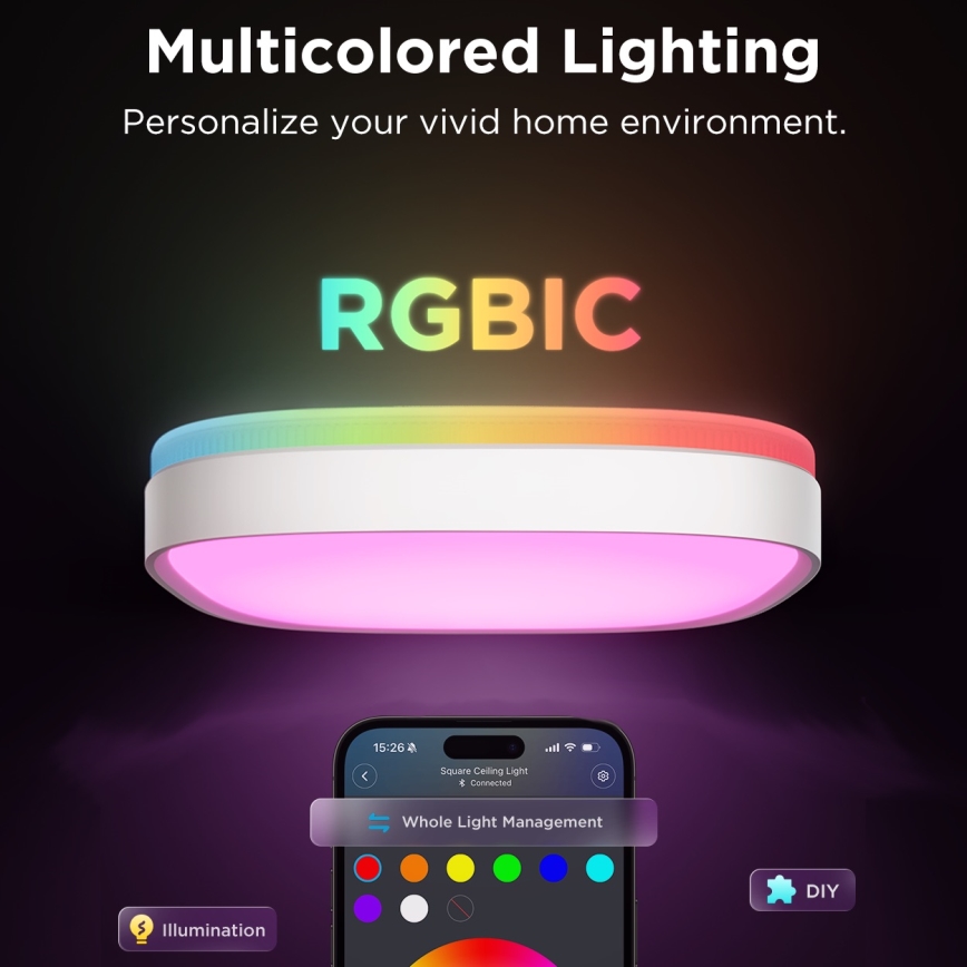 Govee - LED RGBIC Stmívatelné stropní svítidlo LED/24W/230V 2700-6500K Wi-Fi